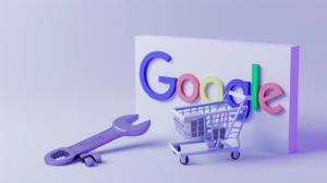 The Google logo with a wrench and shopping cart